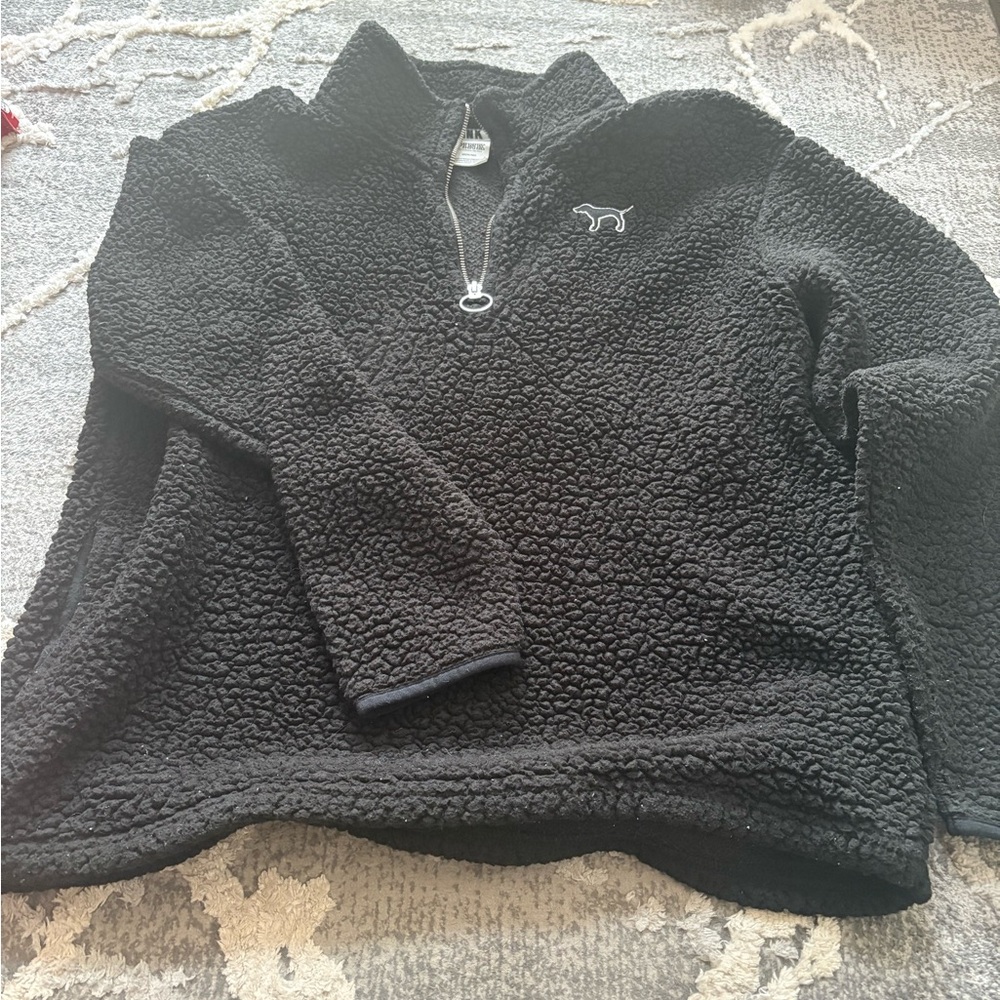 Black Sherpa Quarter-Zip Pullover